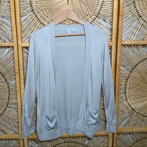 Grey Cardigan with Silver Trim & Satin back